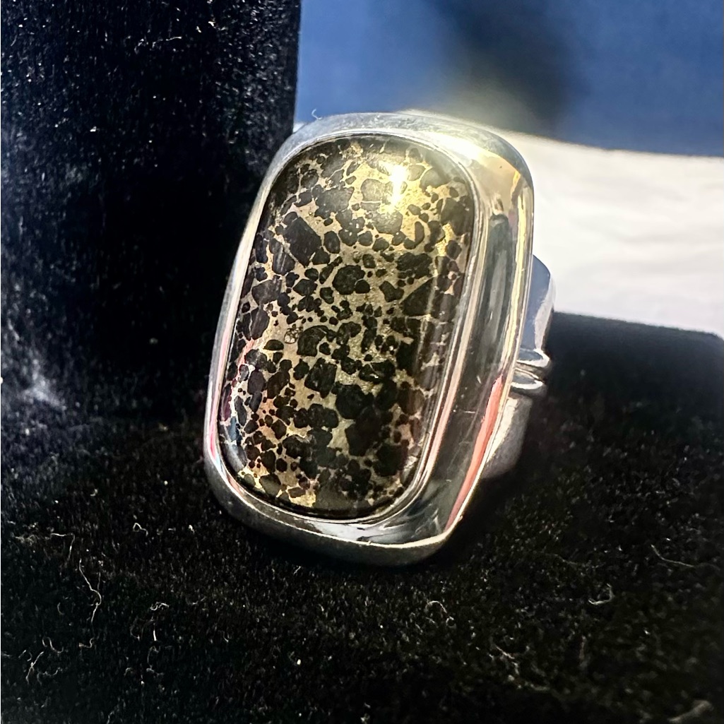 Jay King Desert Rose Trading Mine Finds Sterling Silver Black Gold Stone Ring; 9